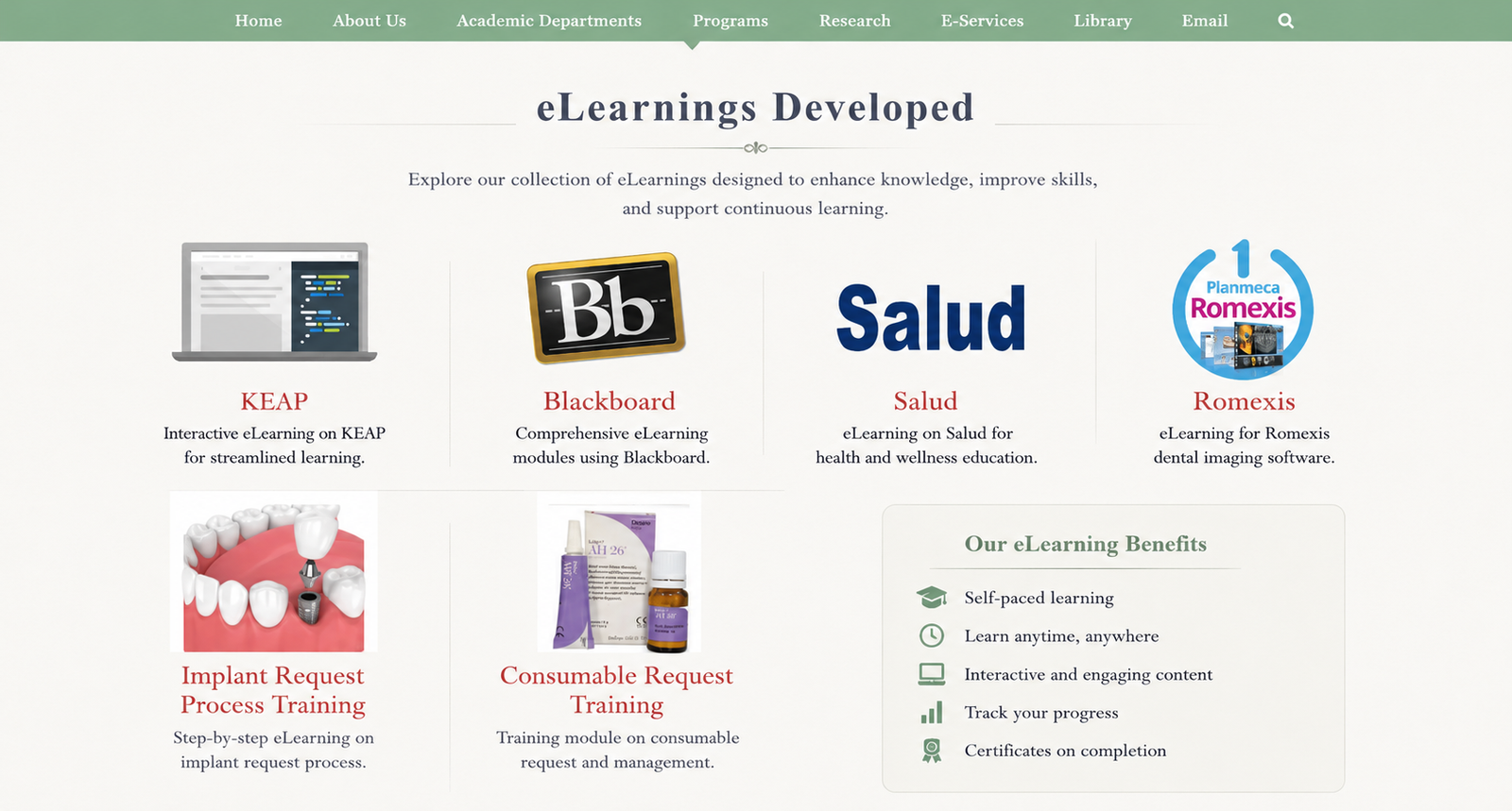 Elearnings for many applications systems (Articulate Storyline 360)